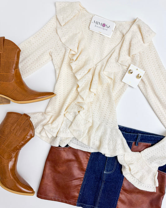 Marley Top Cream Pointelle Knit