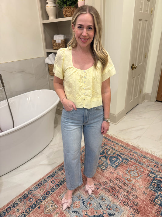 Elaine Flutter Sleeve Crop Blouse