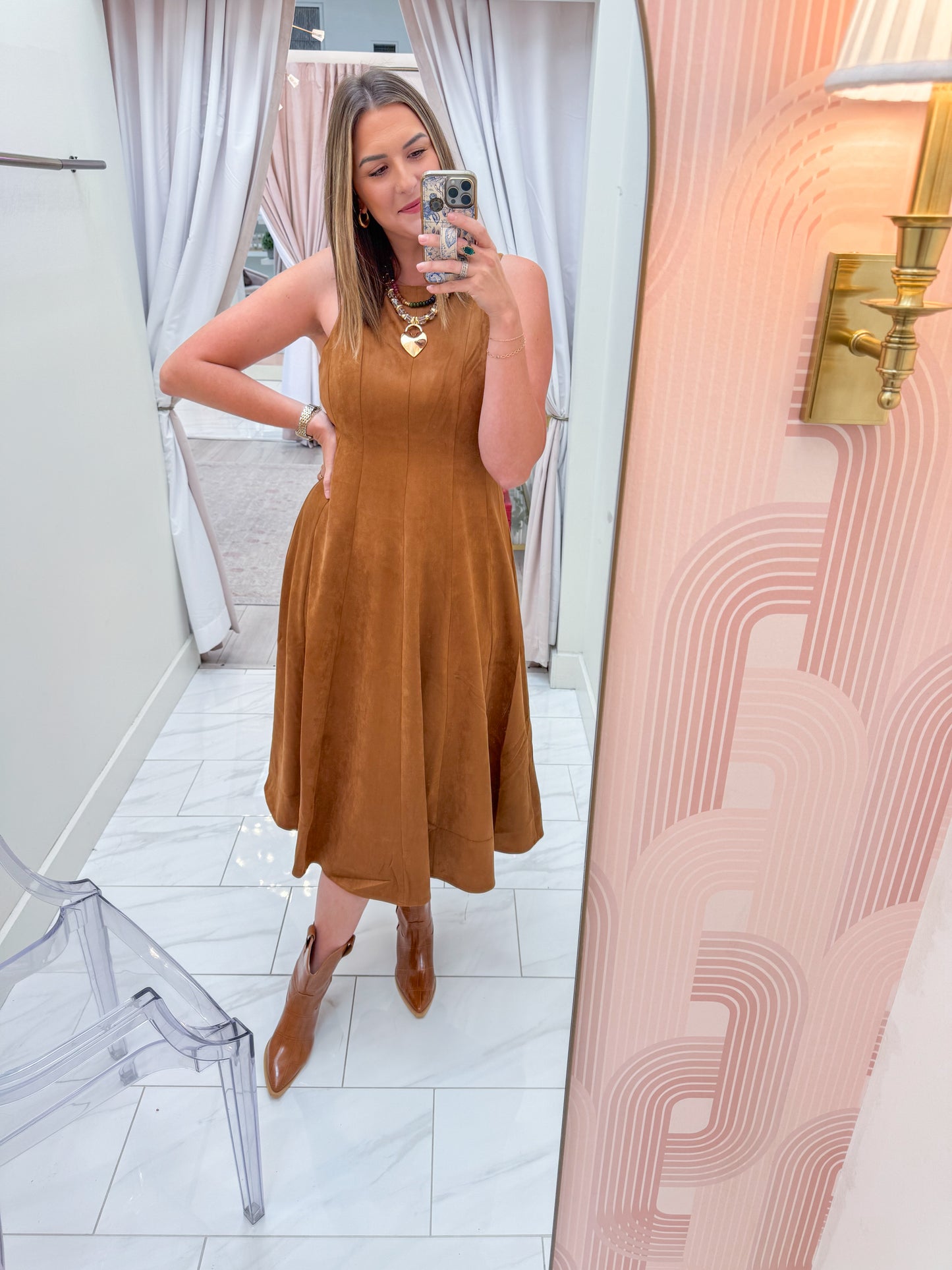 Chateau Suede Midi Dress