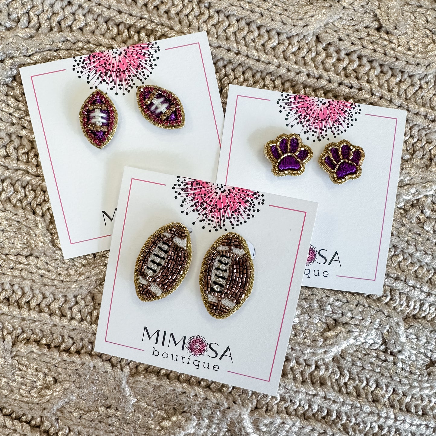 Football Thread Stud Earrings