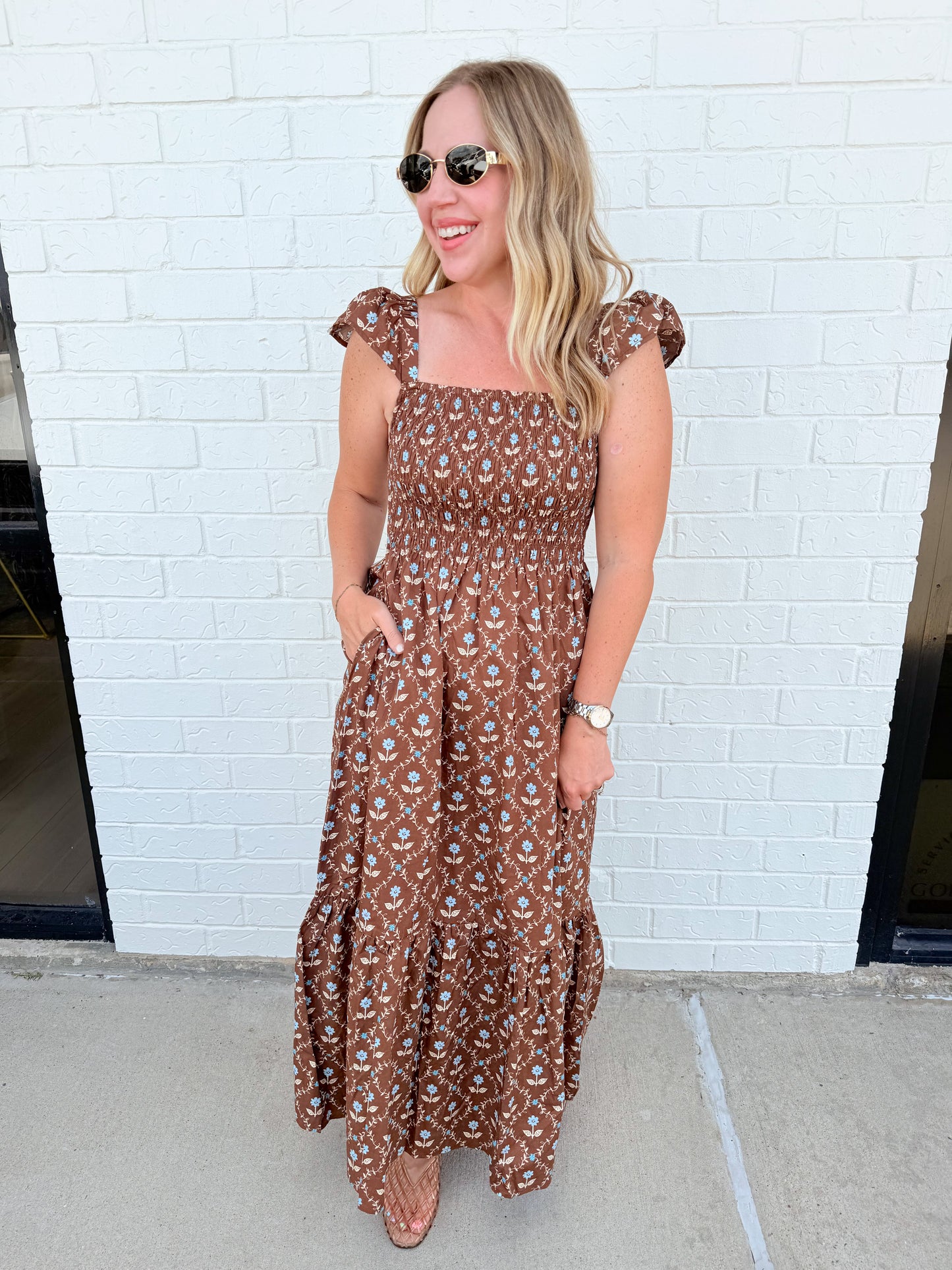 Floral Poplin Smock Tier Dress