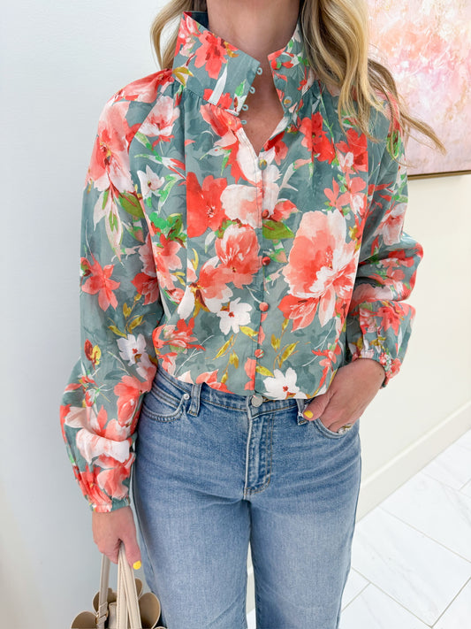 Quinn Floral High Neck Blouse
