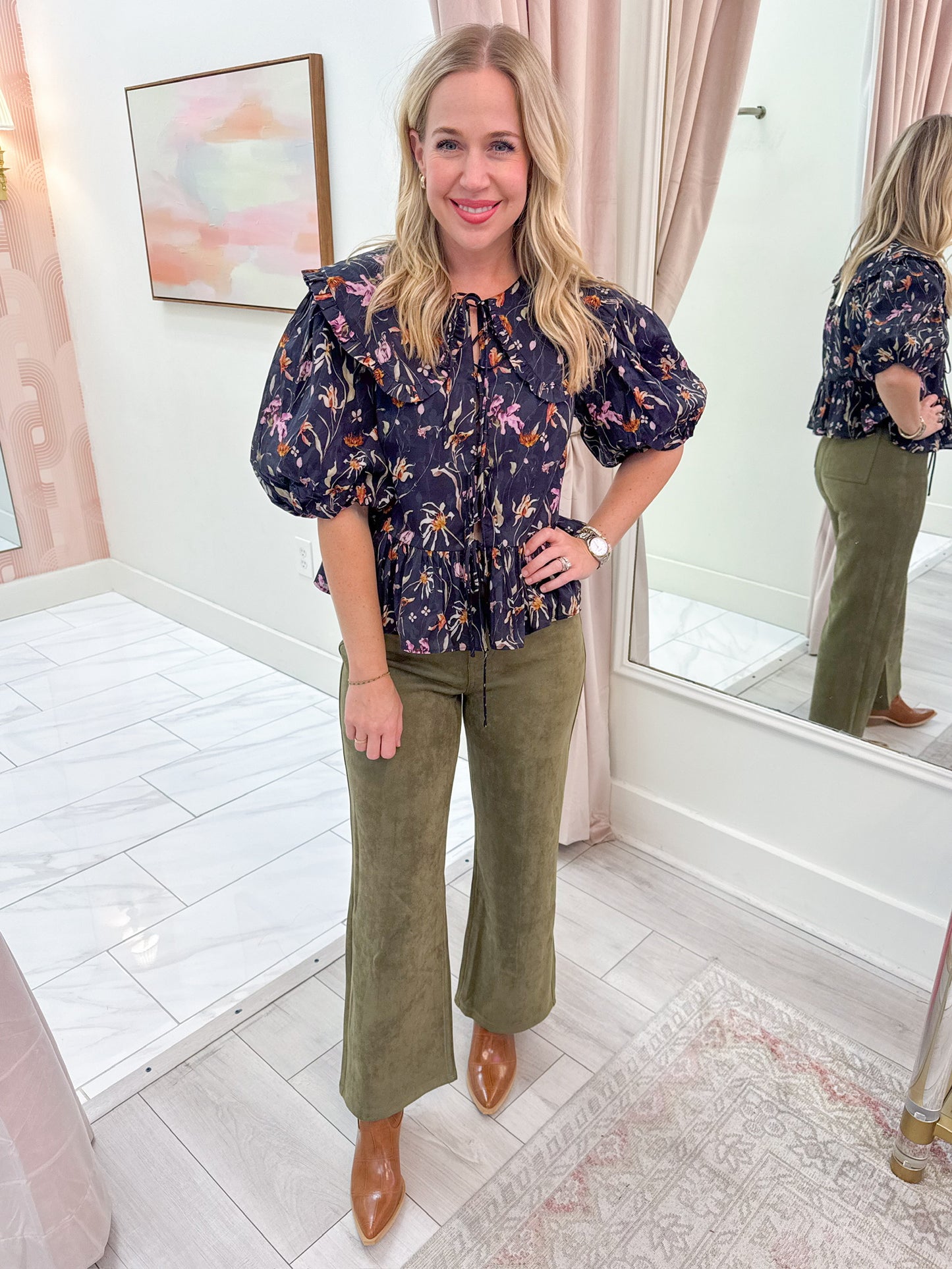 Eterna Floral Tie Front Blouse