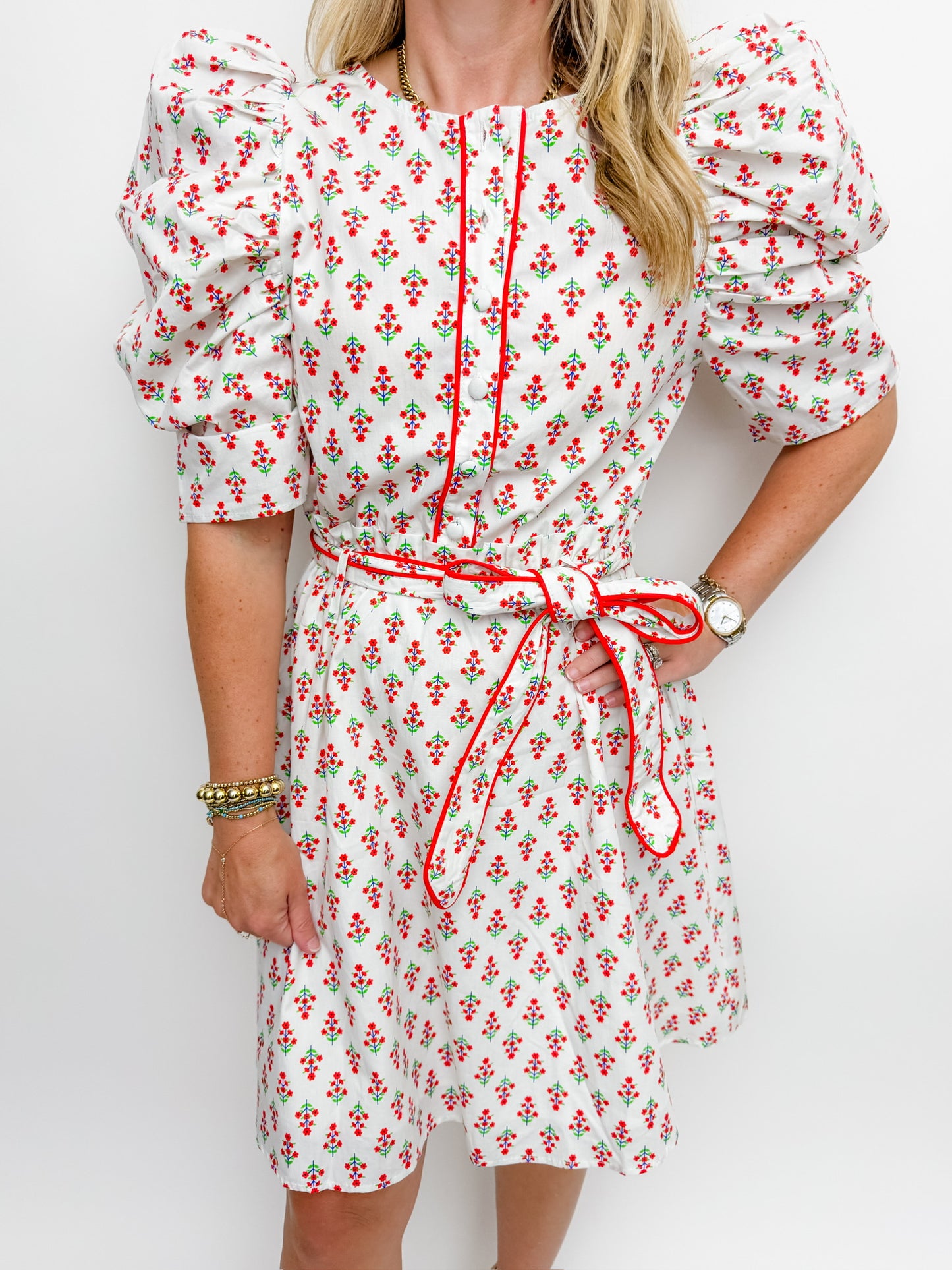 Dutch Floral Puff Sleeve Mini Dress