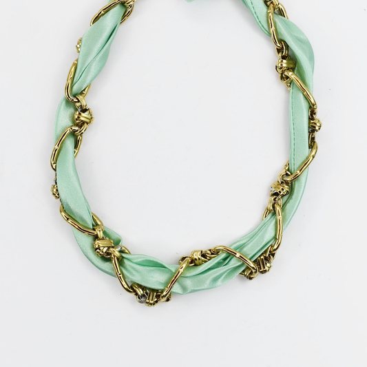 Don't Get It Twisted Green Collar Necklace