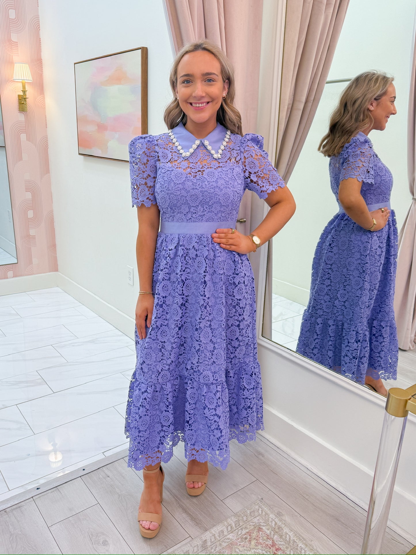 Just the Beginning Lace Midi Dress