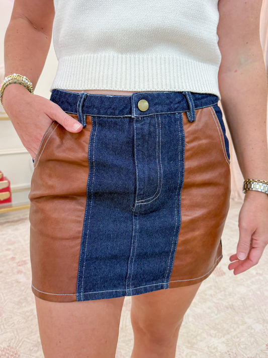Bobbi Contrast Denim Mini Skirt