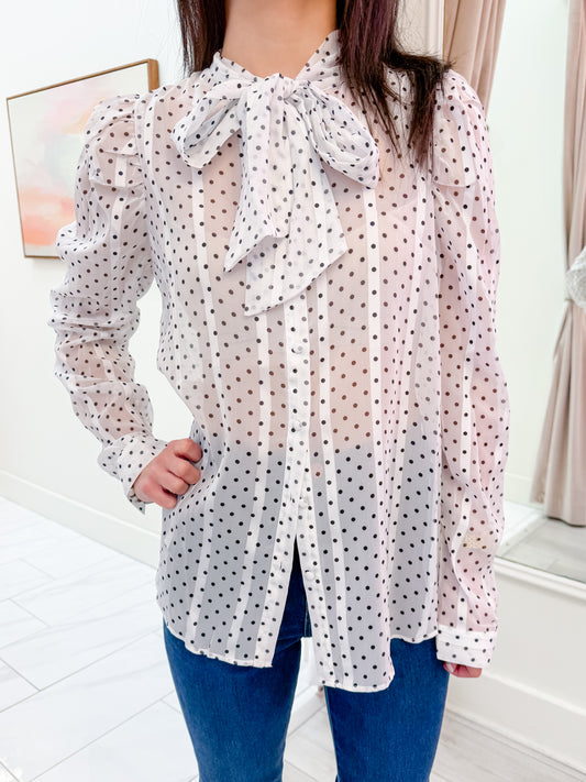 Margot Sheer Polka Dot Blouse