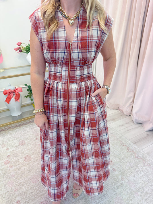 Apple Cider Plaid Midi Dress