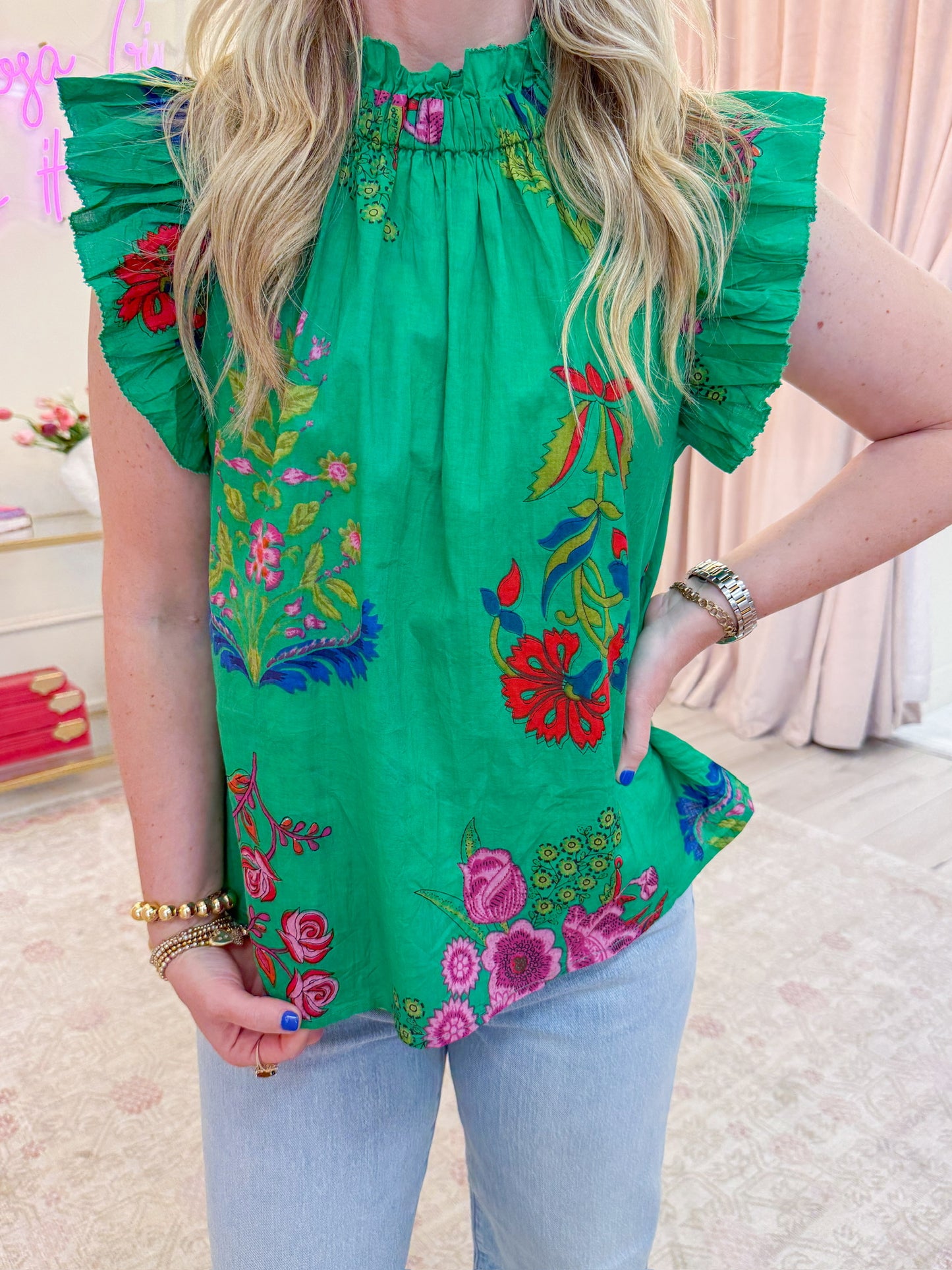 Magda Floral Flutter Blouse