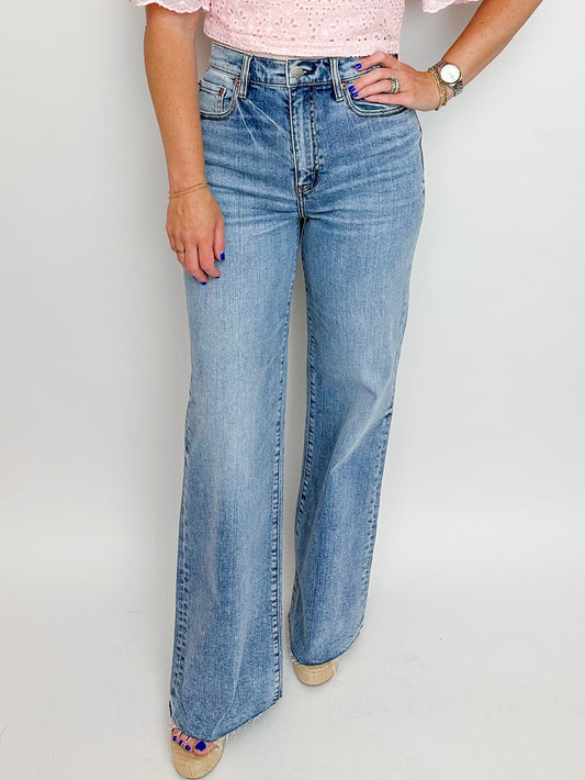 Far Out High Rise Wide Leg Jean Fools Gold