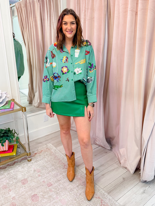 Gingham Mardi Gras Icon Top