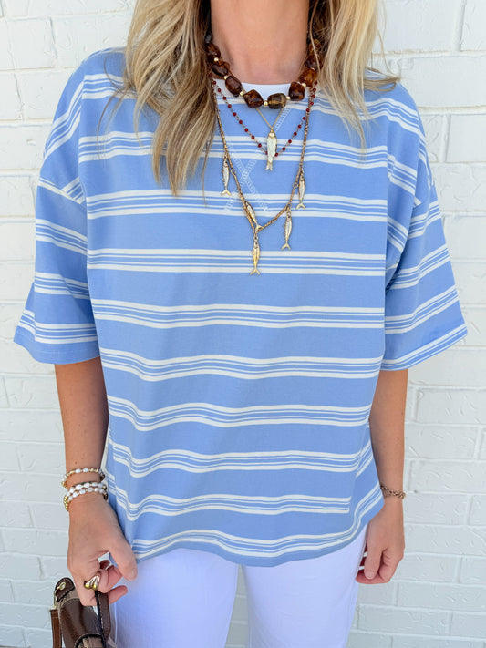 Americana Striped Oversized Tee