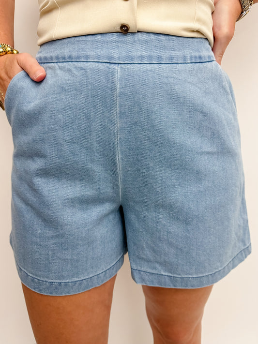 Denim Flat Front Short