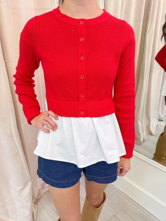 Mirren Knit Mix Peplum Top