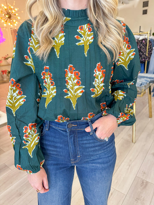 Verde Blooms Blouse