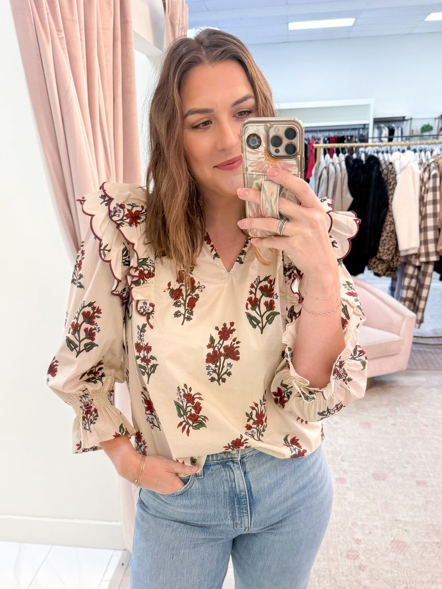 Cider Petals Ruffle Blouse