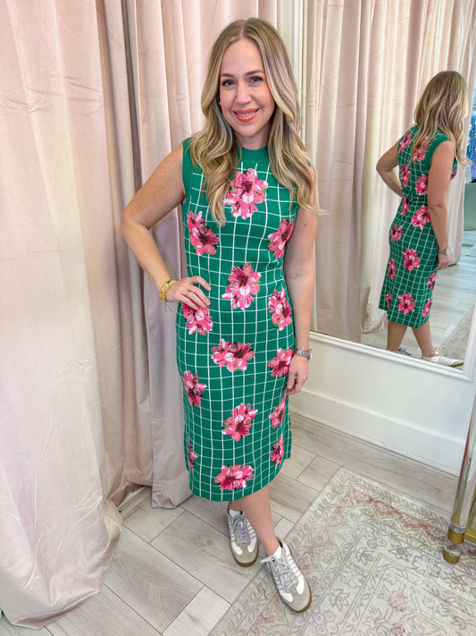 Checkered Azalea Knit Midi Dress