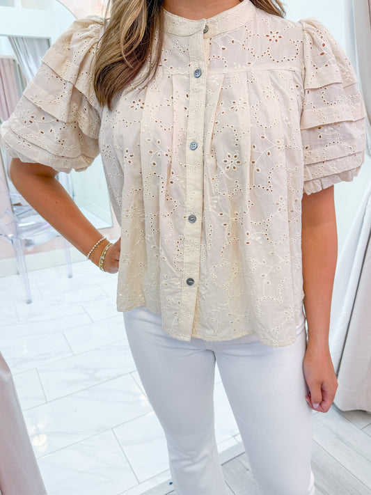 Elsie Eyelet Puff Sleeve Blouse