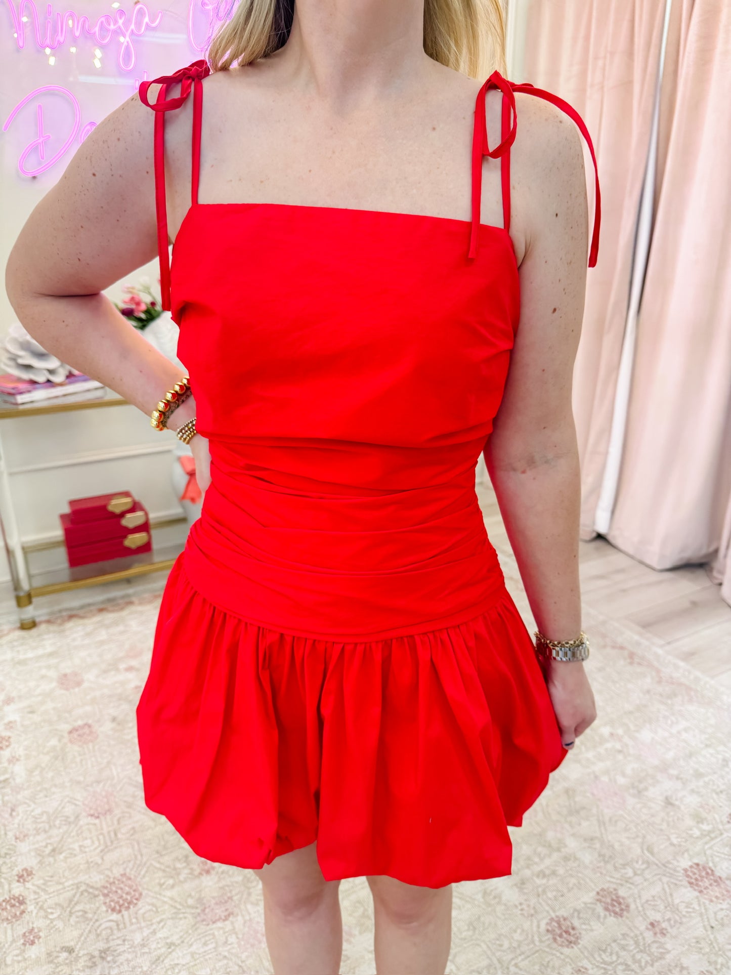 Cherry Pie Bubble Hem Mini Dress