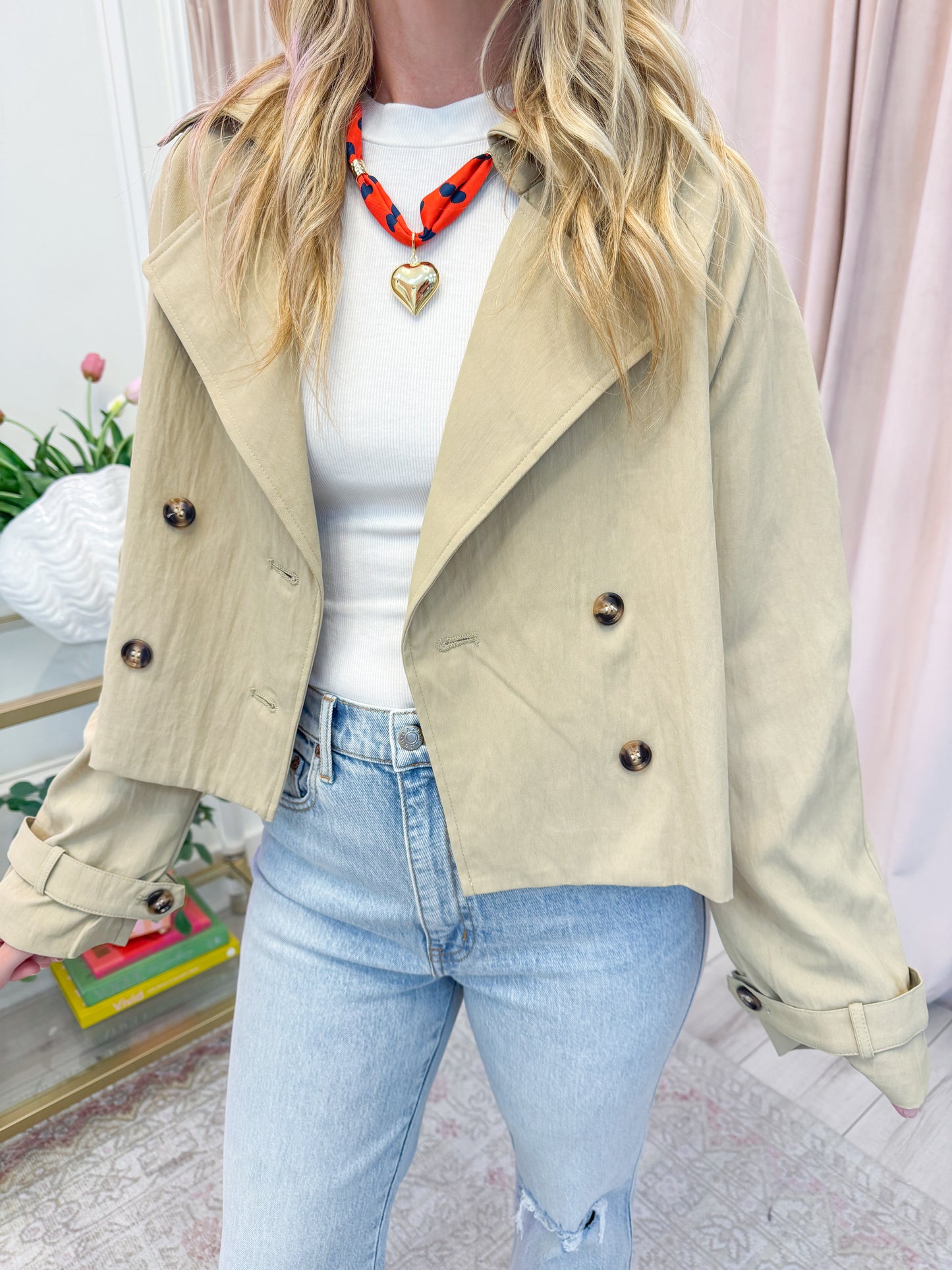 Something Secret Cropped Trench Jacket