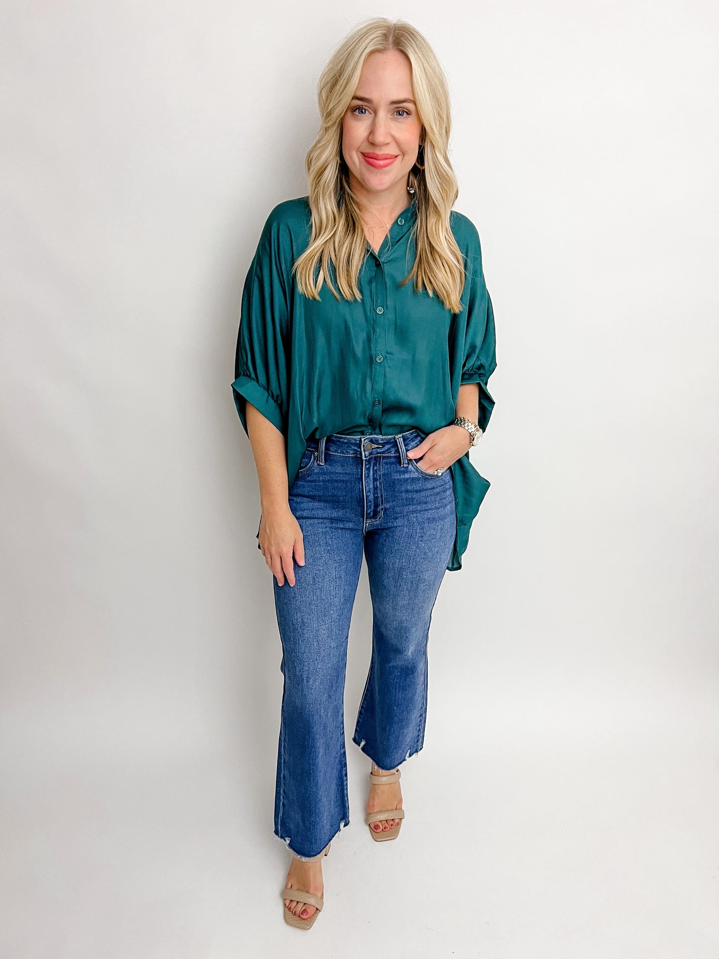 JBD High Rise Crop Flare w/ Distressed Hem