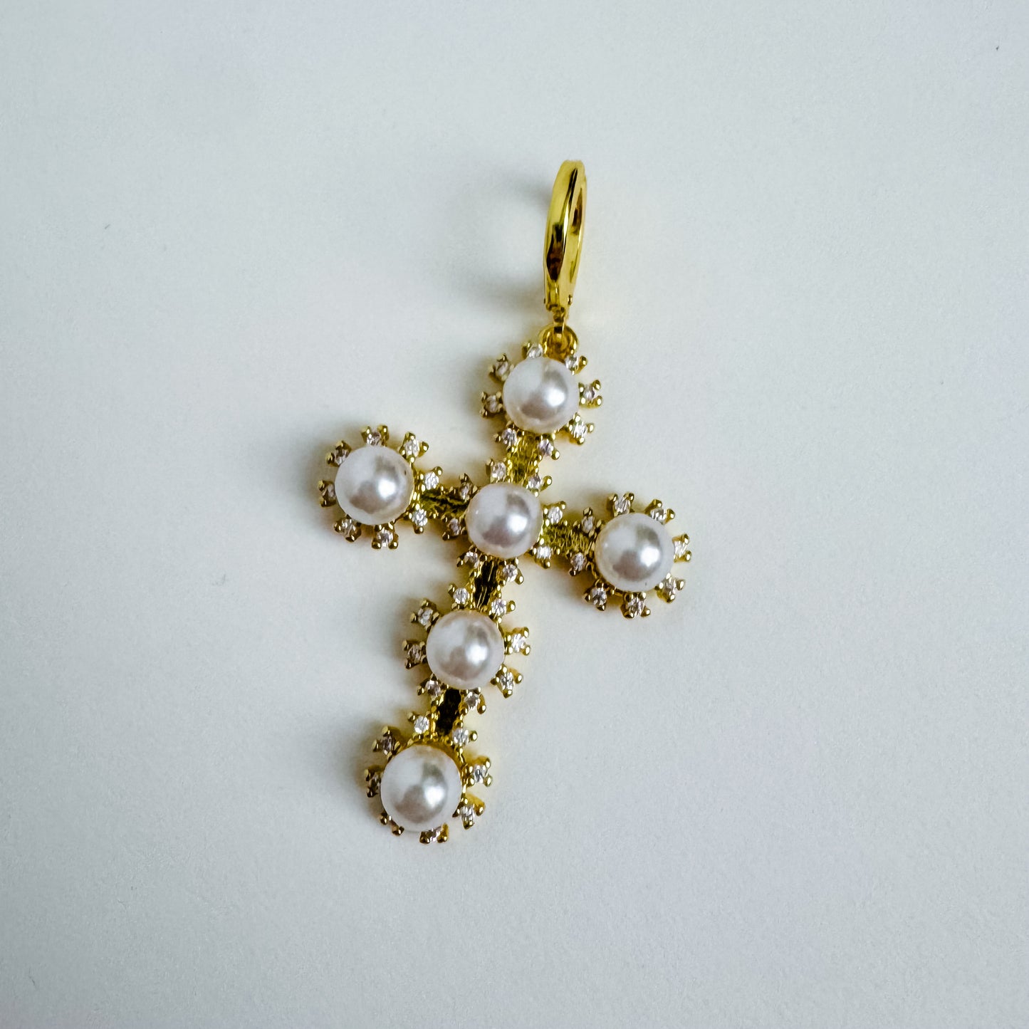 Pearl Cross Charm
