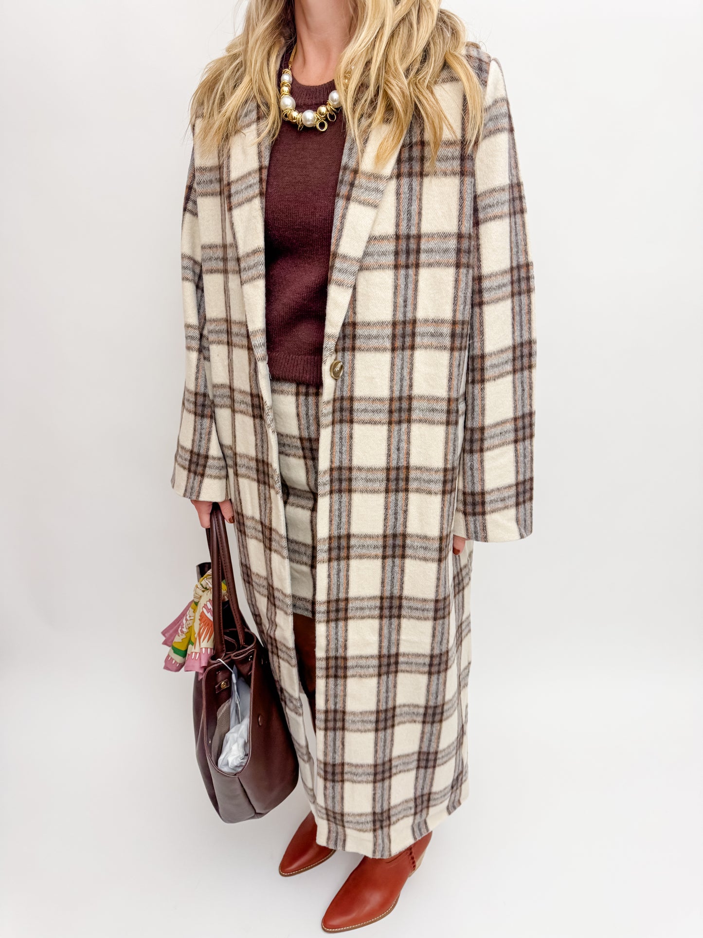 Manhattan Hush Plaid Long Coat