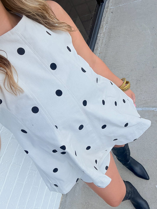 Polka Dot Denim Short Set