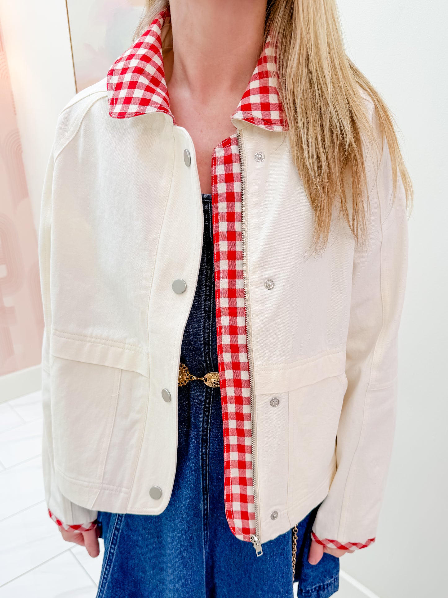 Teacup Gingham Barn Jacket