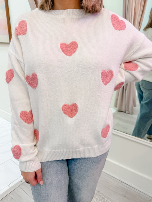 Fuzzy Heart Sweater