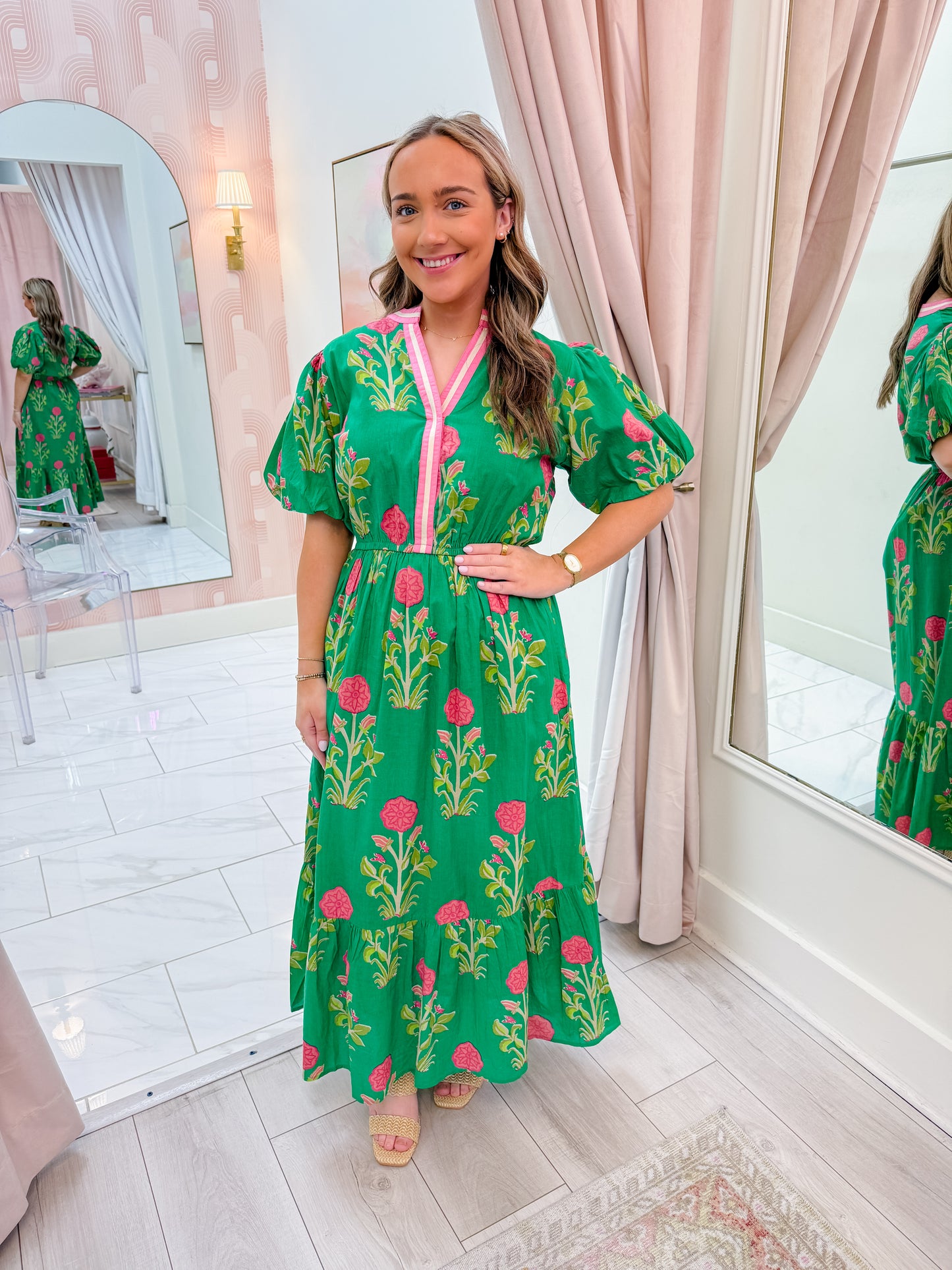Maiya Floral Puff Sleeve Maxi Dress