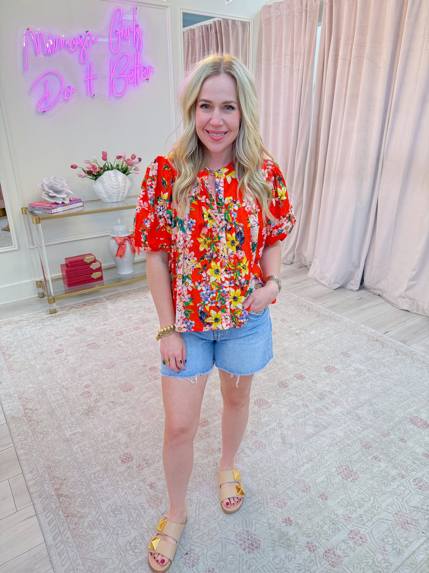 Melina Floral Pleated Blouse