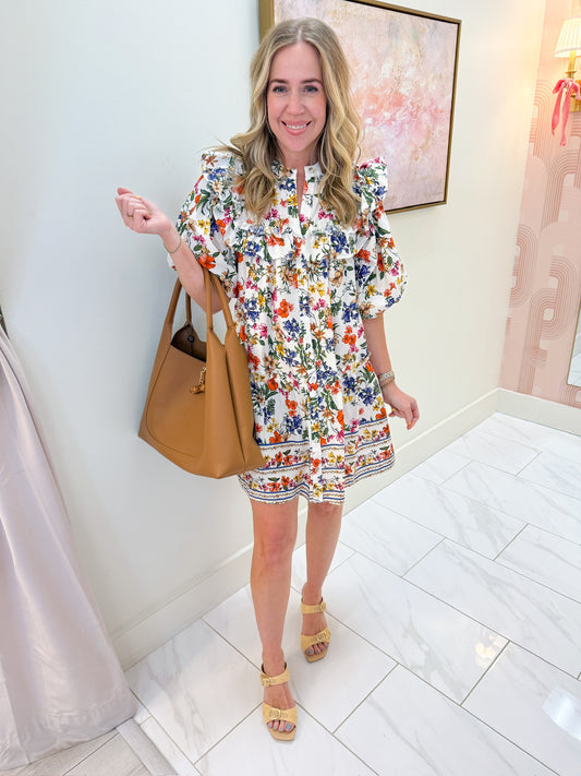 Elyse Floral Ruffle Yoke Mini Dress