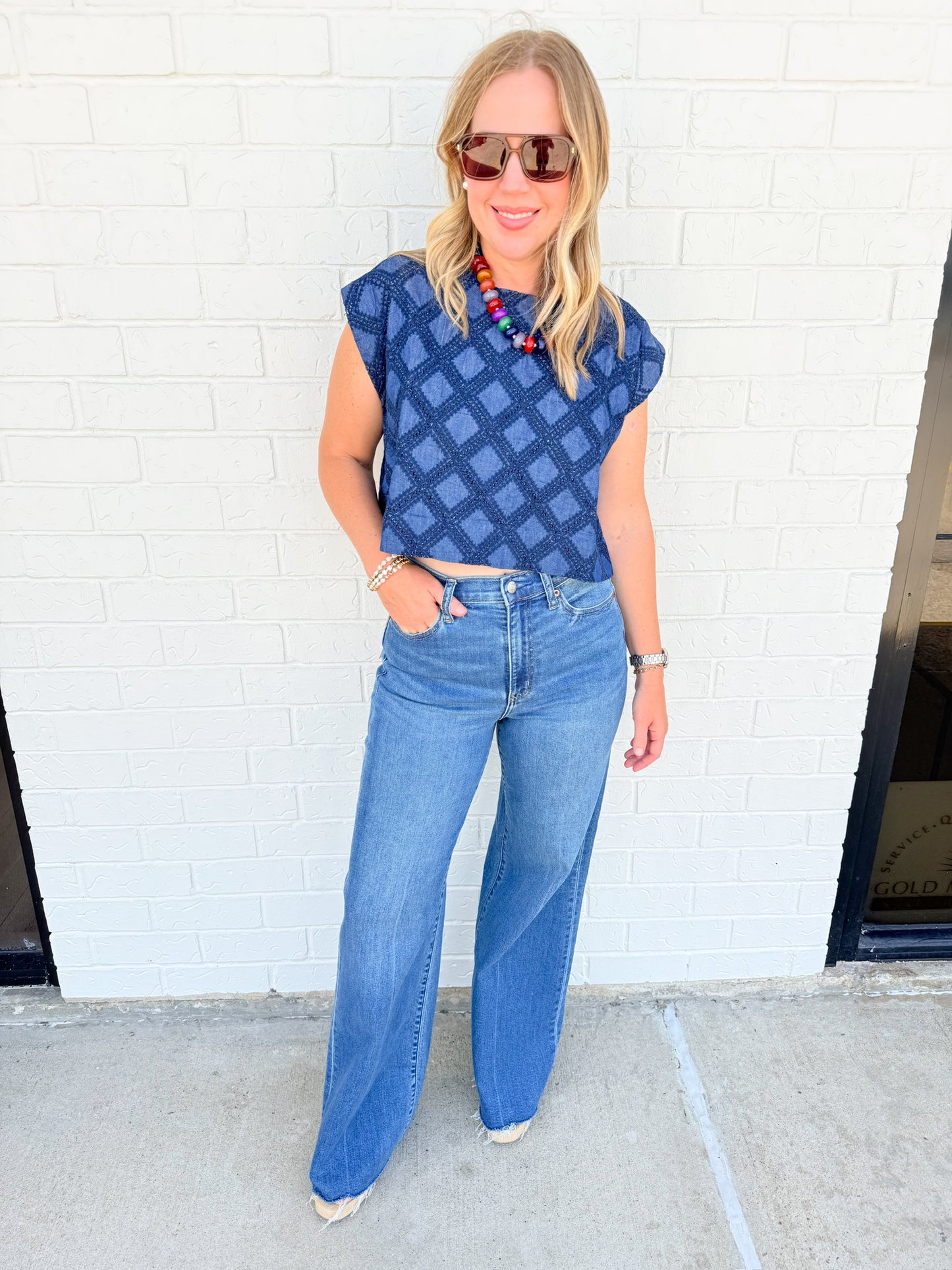 Denim Eyelet Greta Top