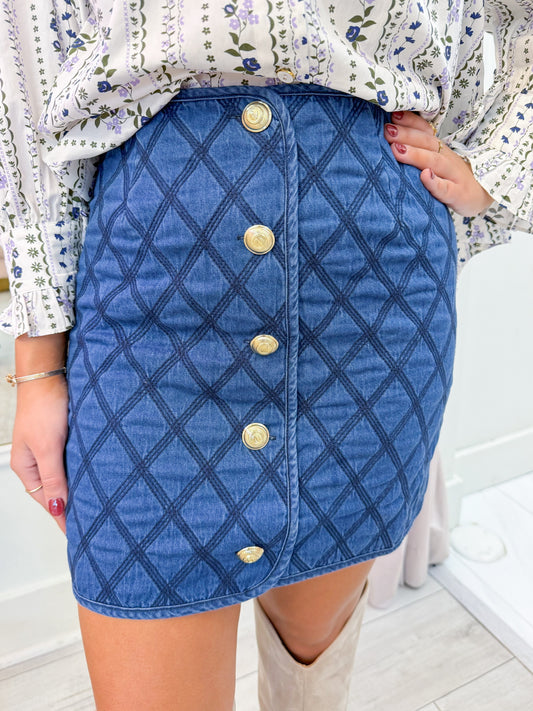 Denim Novelty Stitch Mini Skirt
