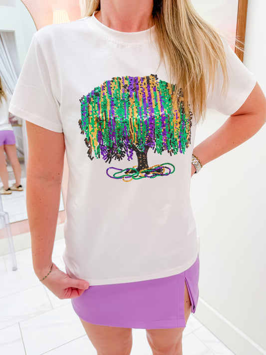 Mardi Gras Sequin Tree Tee