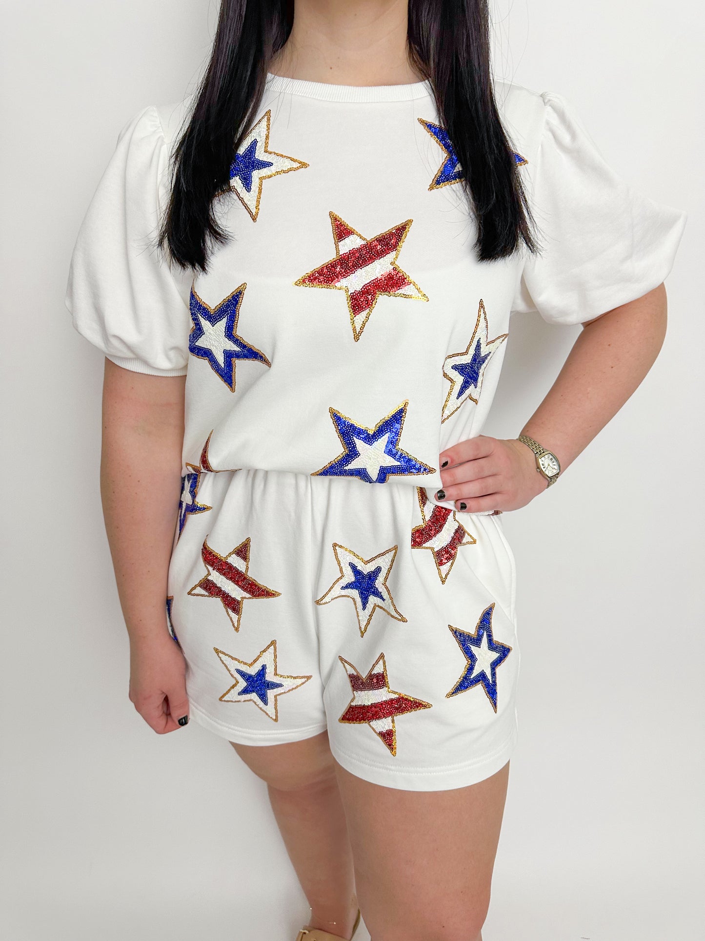 Star Spangled Embroidered Short