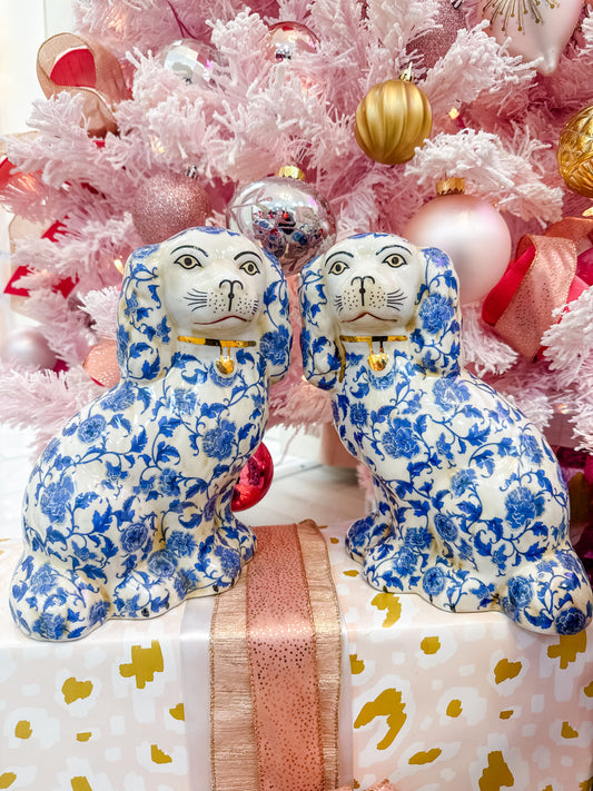 Staffordshire Dog-Blue Florets-Large