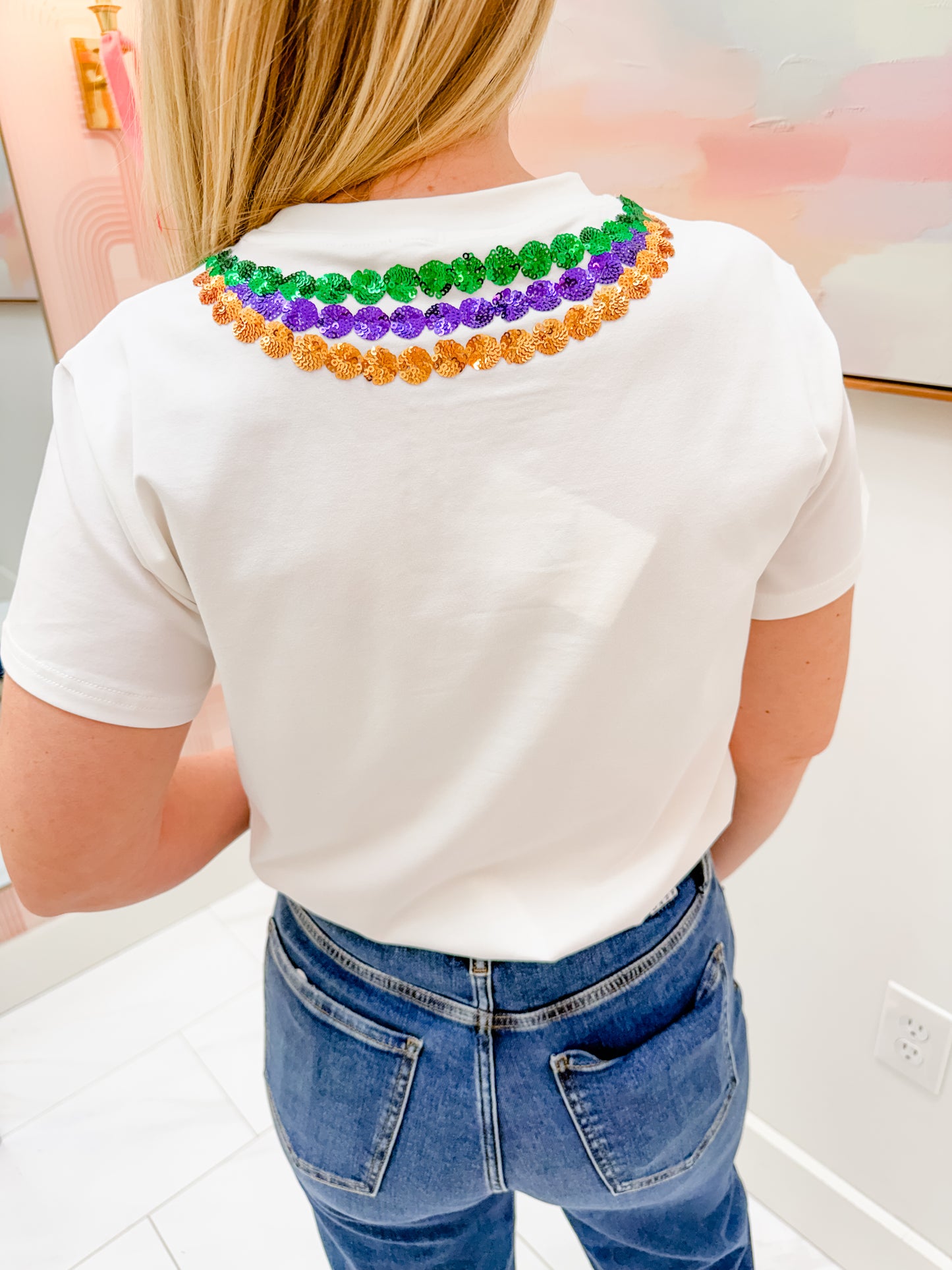 Mardi Gras Sequin Beads Tee