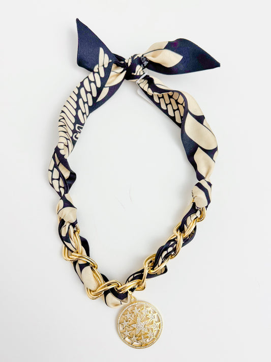 Arlo Chain Woven Scarf Necklace