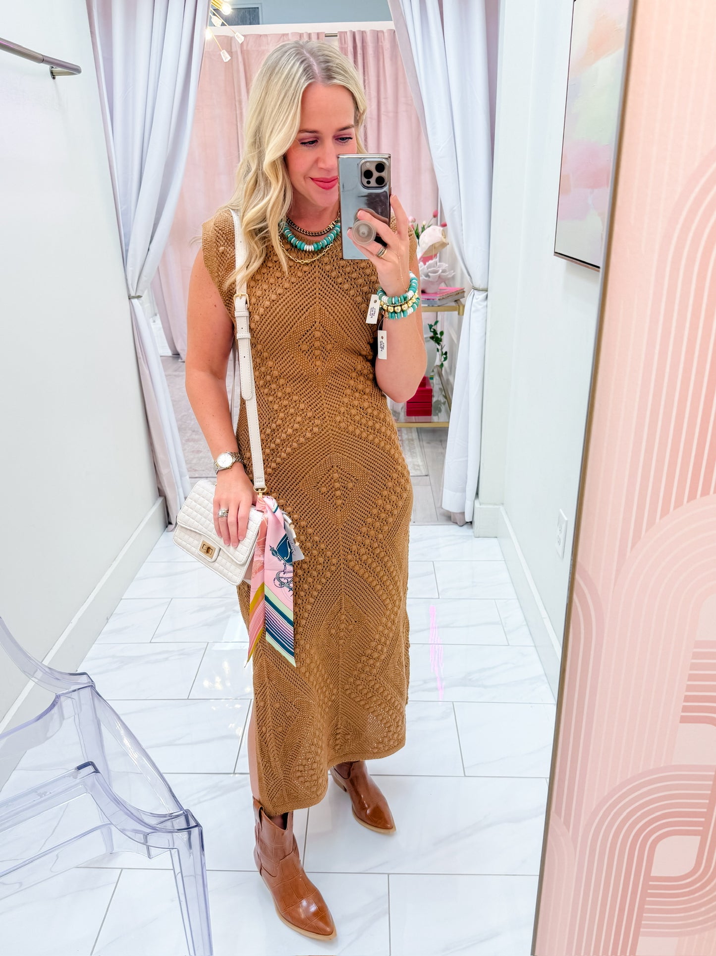 Wandering Intricate Knit Midi Dress