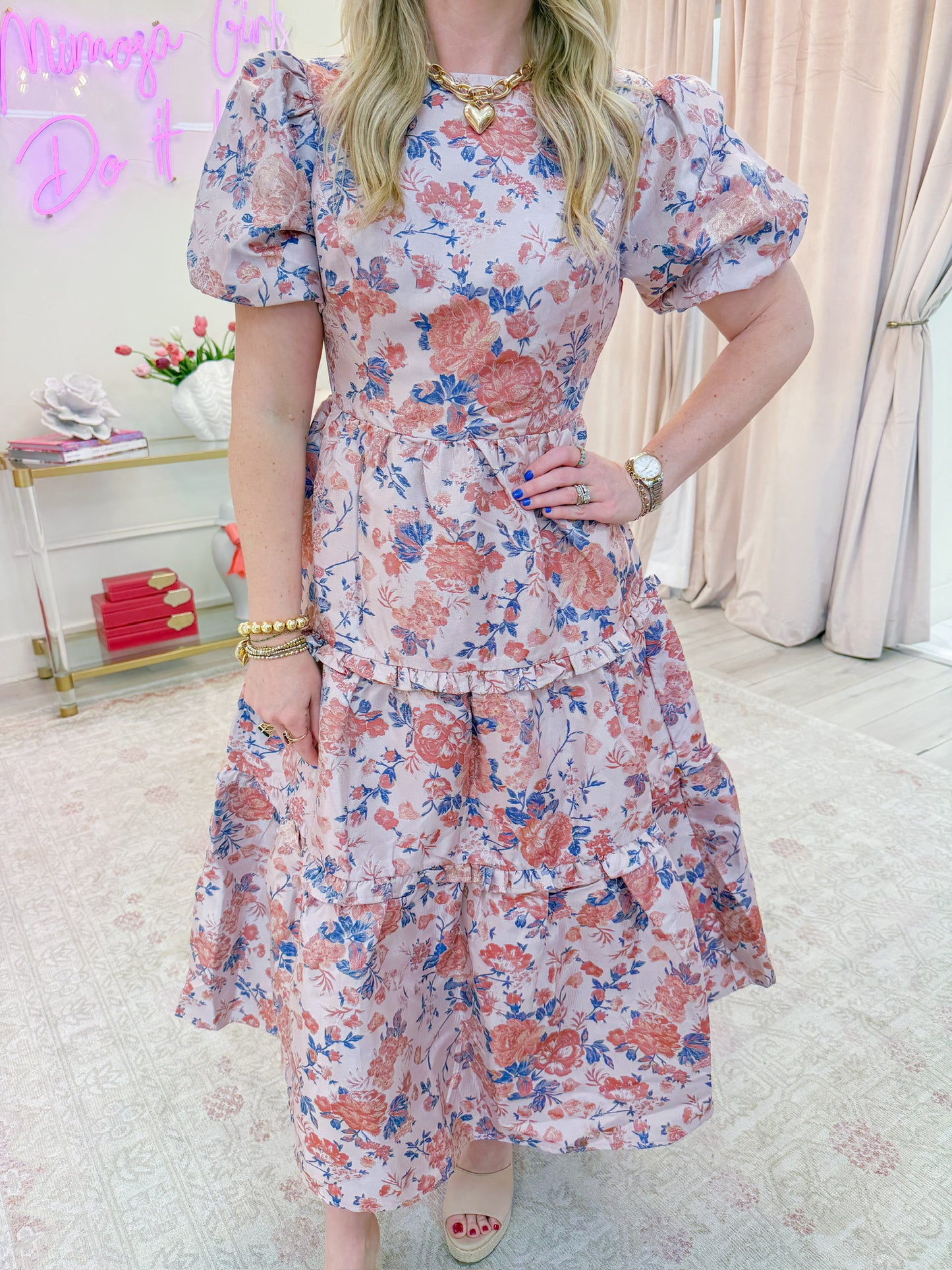 Merrit Jacquard Floral Midi Dress