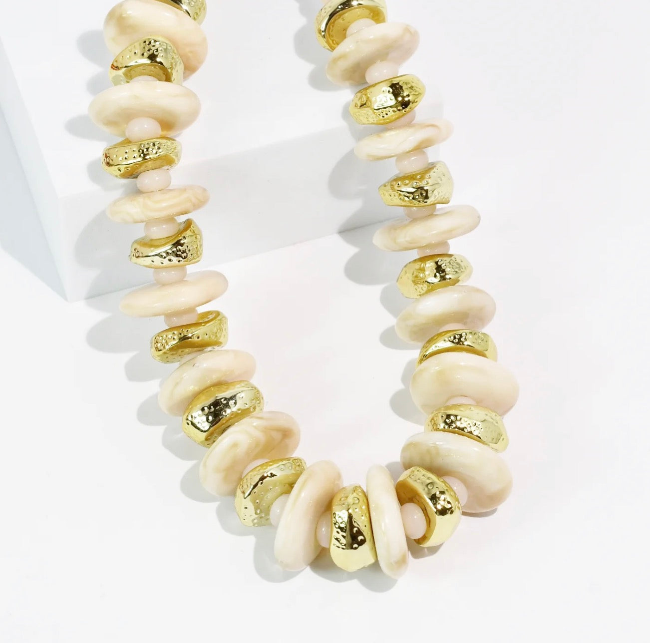 Ivory & Gold Disc Necklace