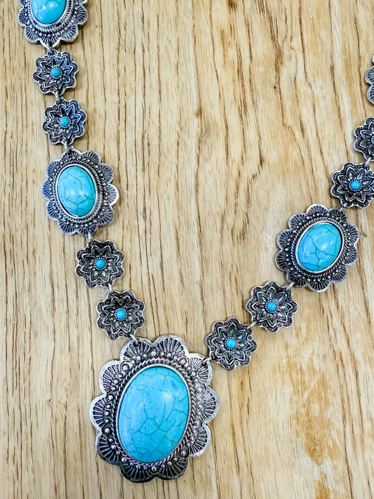 Floral Turquoise Statement Necklace