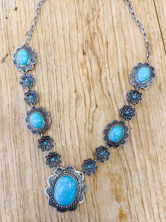Floral Turquoise Statement Necklace