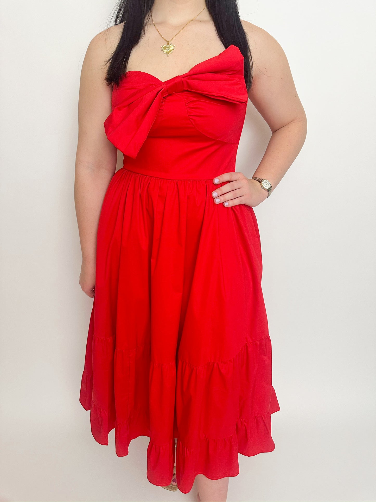 Scarlet Bow Front Midi Dress