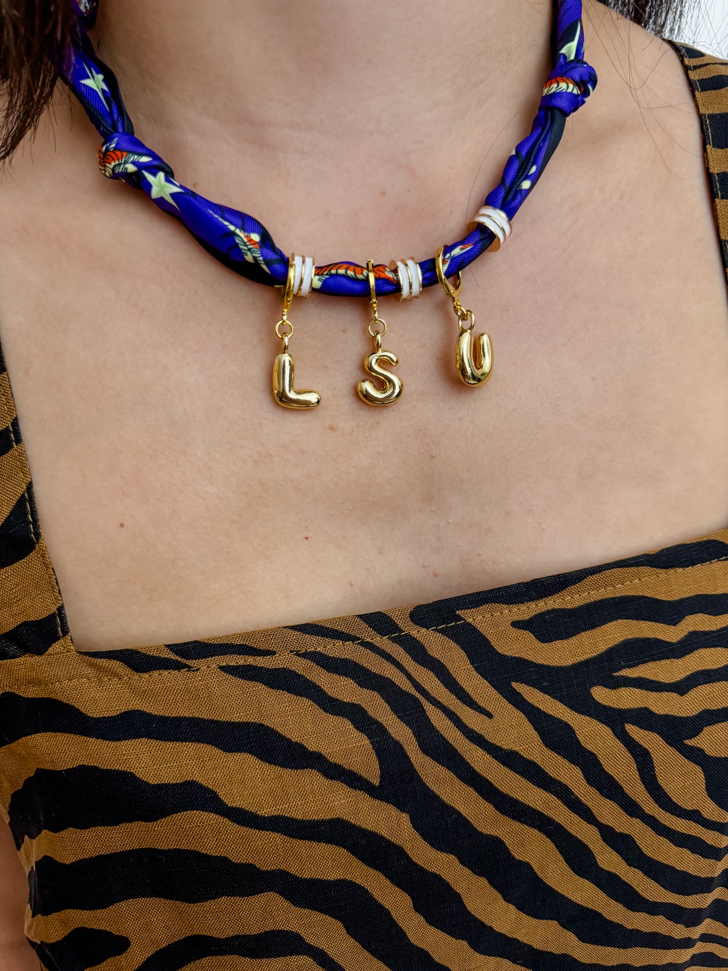 Gameday Knotted Scarf Bubble Charm Necklace