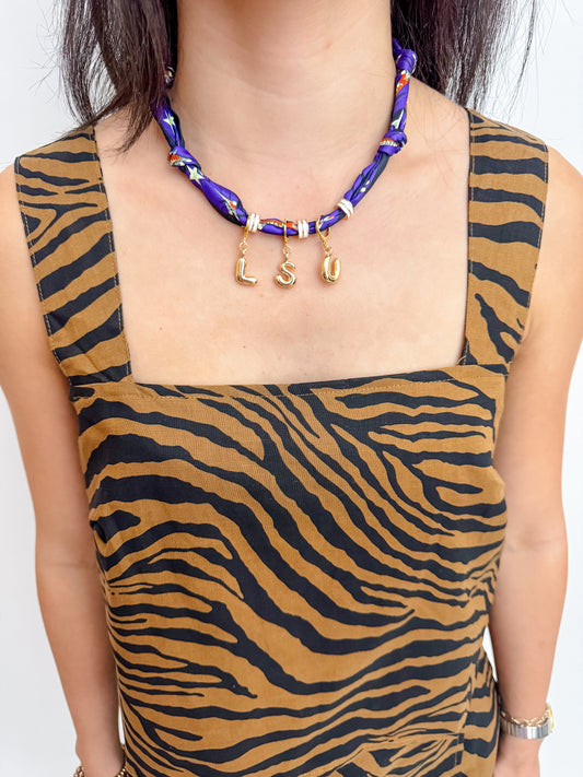 Gameday Knotted Scarf Bubble Charm Necklace