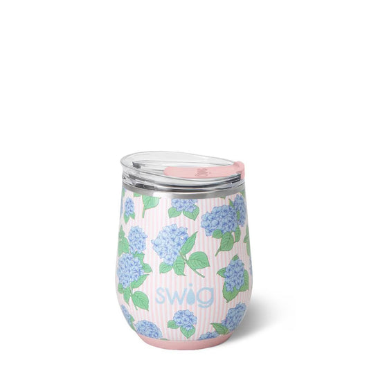 Swig Stemless Wine Cup 12oz-Hydrangeas